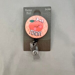 Walmart Badge Reel Unisex OS Peach NWT Just Peachy Retractable ID Holder Clip